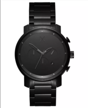 Men's Chrono Black Stainless Steel Bracelet Strap Watch.